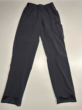 adidas Essentials Black Woven Linear Logo Tapered Wind Track Pants Joggers